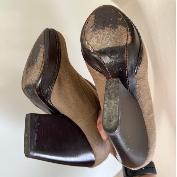 Dries Van Noten Beige Canvas Ankle Booties Size 37.5 / Size 7 (US) - Picture 5 of 6